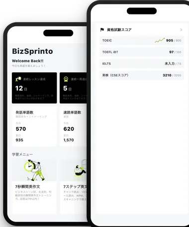 連続学習日数と資格試験スコアの記録画面